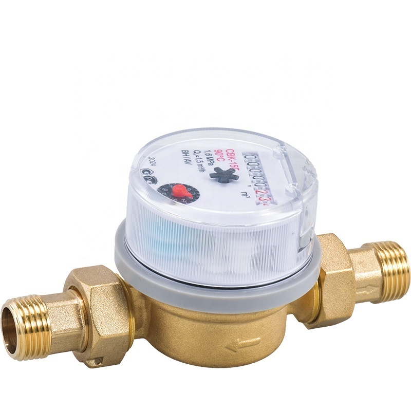 BWVA DN 15 DN 20 R160 Reinforced Glass Single Jet Domestic Water Meter Single-Jet Mechanical Water Meter Reader With Pulse Line