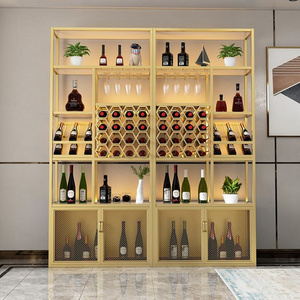 Modern luxury glass stainless steel red wine cellar bar storage display whiskey wine display bar cabinet