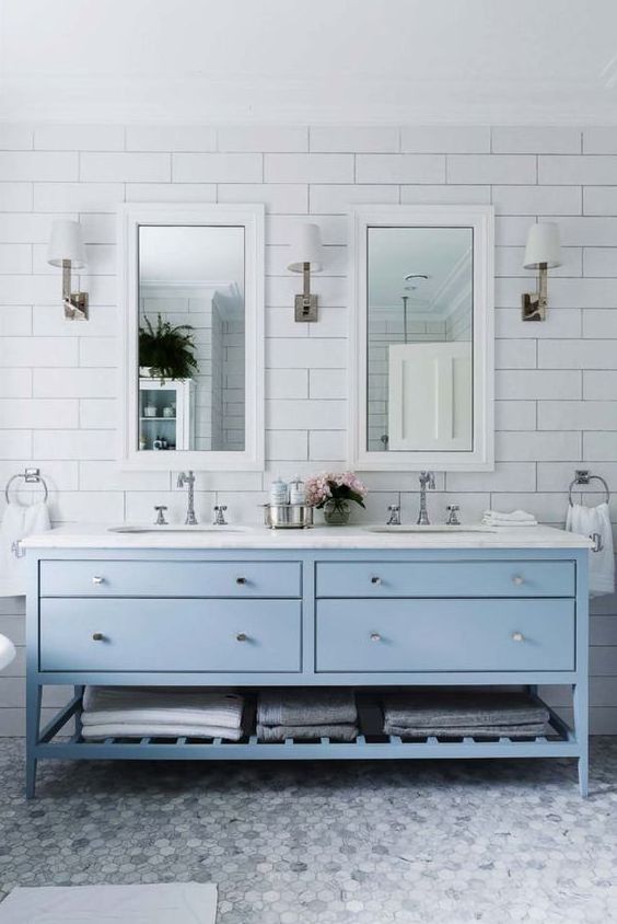 Factory Directly Chinese Double Sink Modern Bathroom Vanity Cabinet With Mirror Hinges