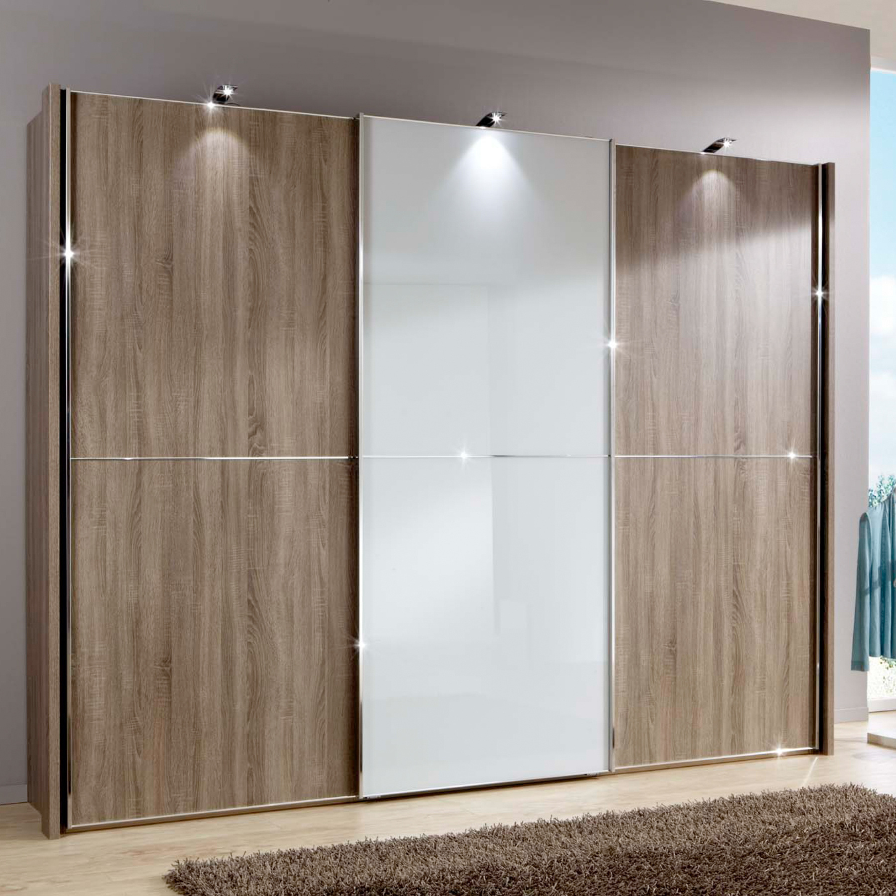 Customized White Aluminum Glass Sliding Doors Modern Wardrobe Closet