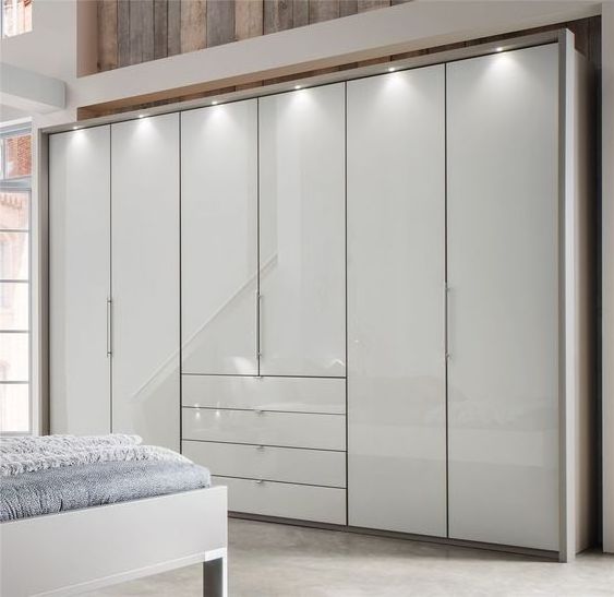 Customized White Aluminum Glass Sliding Doors Modern Wardrobe Closet