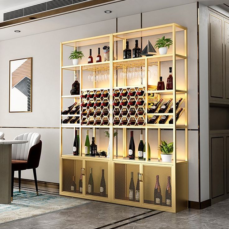 Modern luxury glass stainless steel red wine cellar bar storage display whiskey wine display bar cabinet