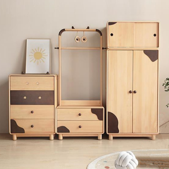 Children wooden foldable wardrobe portable closet