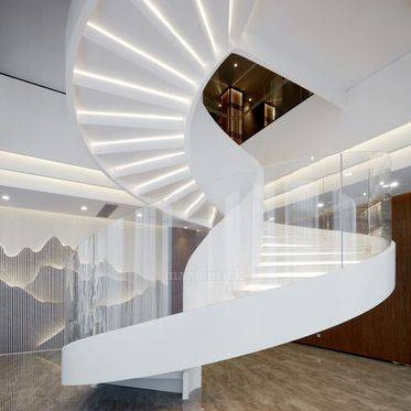 Modern economic indoor steel stairs curved staircase with glass railing