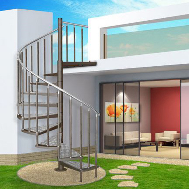 Factory price exterior galvanized/powder coated carbon steel spiral stair/customized spiral staircase