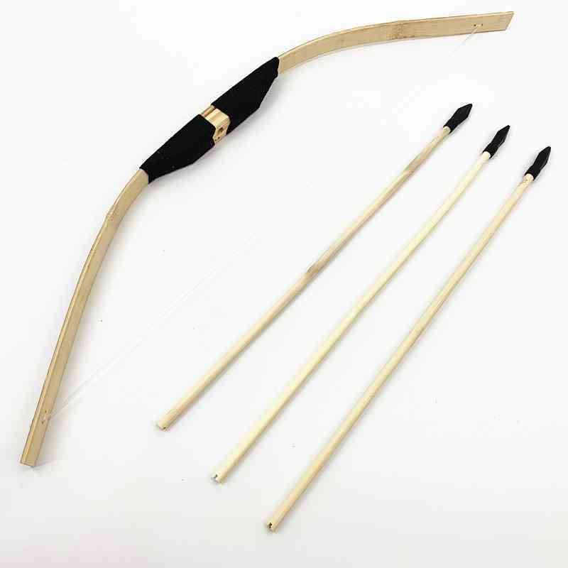 Custom 60cm Bamboo Hemp Rope Bow and Arrow Children Outdoor Children Shooting Toys