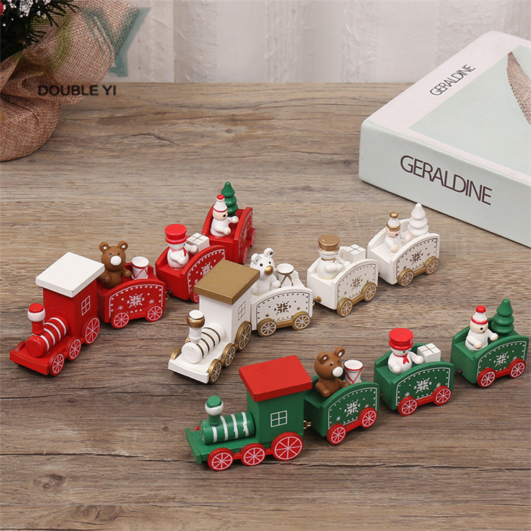 Wholesale Christmas Decoration Wooden Small Train/ Children Bedroom Decoration Christmas Small Train Table Ornaments