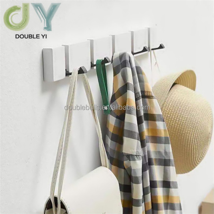 Wholesale Wall Storage Bamboo Hook Rack Free Punched Door Back Folding Hidden Hook Wall Organizer Coat Hooks