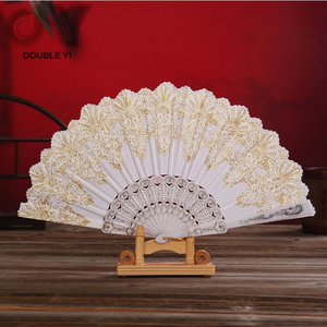 Chinese style colorful gold flower folding dance hand fans