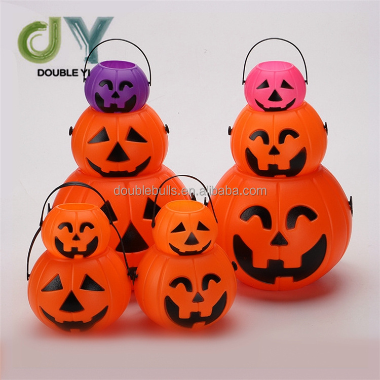 Wholesale high quality cheap Halloween pumpkin lantern children's sugar bowl portable plastic pumpkin bucket