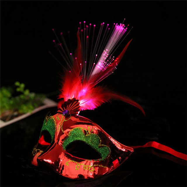 Feather LED Masks Venetian Halloween Mardi Gras Costumes Party Mask masquerade