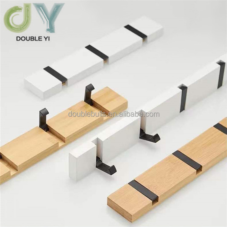 Wholesale Wall Storage Bamboo Hook Rack Free Punched Door Back Folding Hidden Hook Wall Organizer Coat Hooks