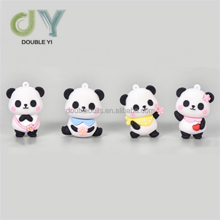 Cute cartoon mini handmade 3D soft silicone panda keychain decoration table pendant