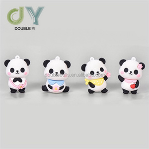 Cute cartoon mini handmade 3D soft silicone panda keychain decoration table pendant