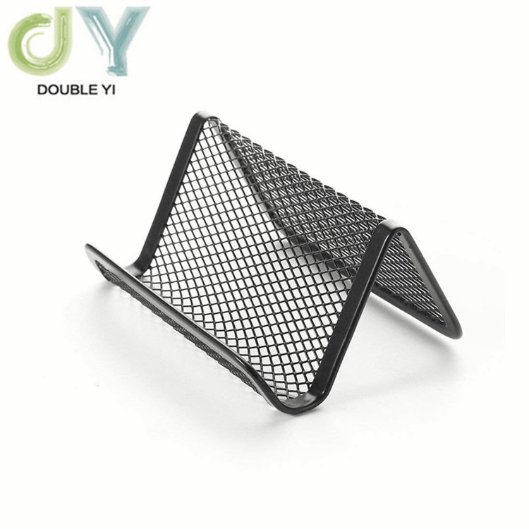 Custom iron mesh business card holder desk storage stainless steel card holder