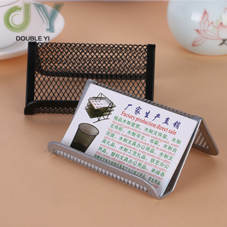 Custom iron mesh business card holder desk storage stainless steel card holder