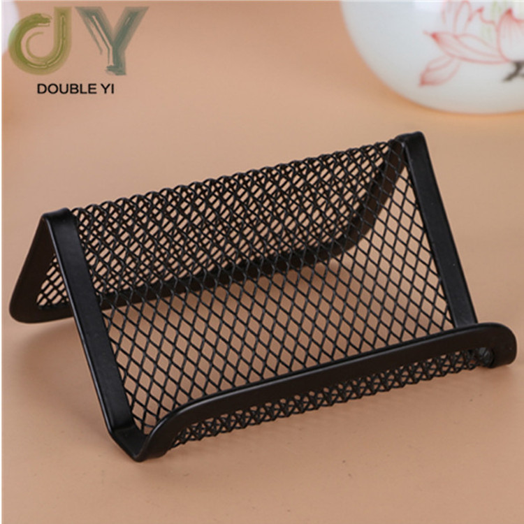 Custom iron mesh business card holder desk storage stainless steel card holder