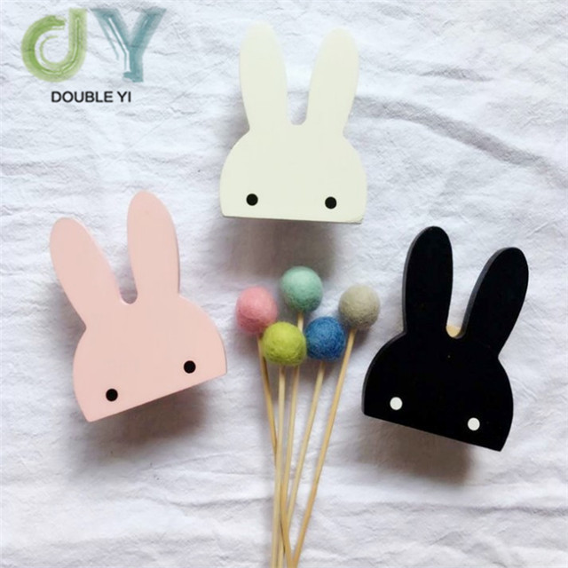 Rabbit wall decoration wood hook Kids Baby Room Nursery Decor Coat Hook / Antique Children's room cartoon hanging wood hook