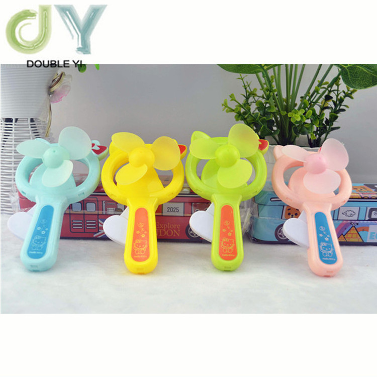 Wholesale Plastic Hand Press Cartoon Fan Portable Summer Cooling Handheld Hand Crank Fan