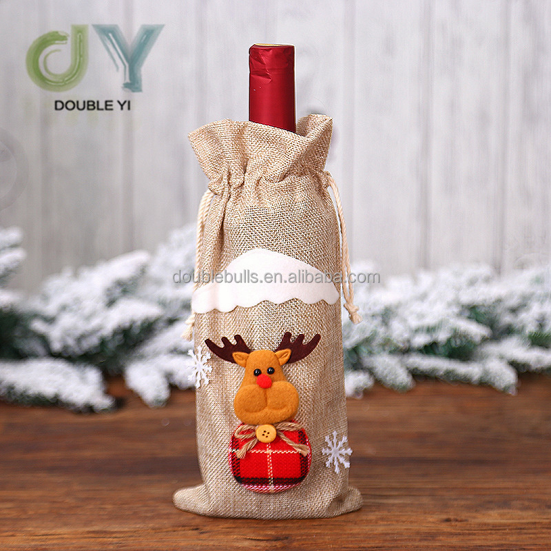 2021 Christmas new product red wine champagne wine bottle cover table decoration