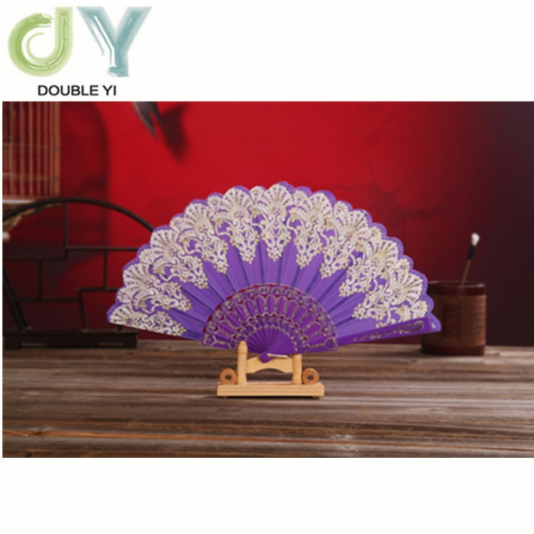 Chinese style colorful gold flower folding dance hand fans