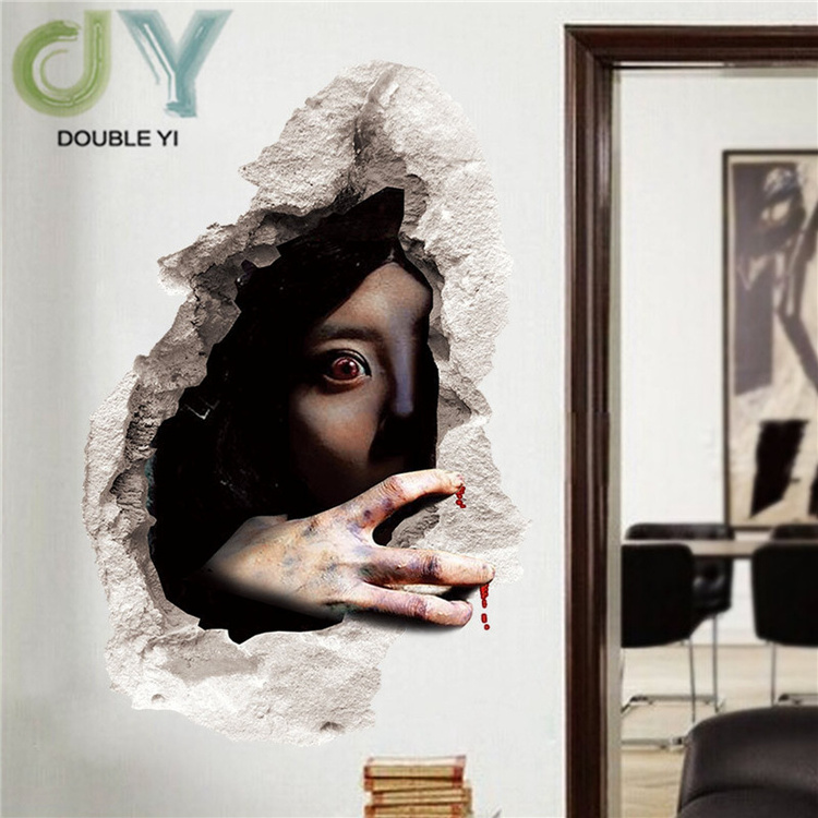 Wholesale Halloween Atmosphere Decoration Wall Sticker Haunted House Props/ Halloween Female Ghost Wall Sticker