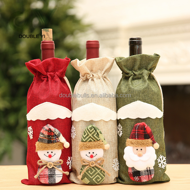 2021 Christmas new product red wine champagne wine bottle cover table decoration