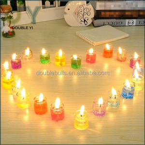 Colorful heart shape glass cup jelly tealight candle