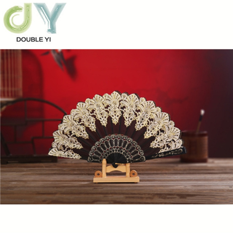 Chinese style colorful gold flower folding dance hand fans