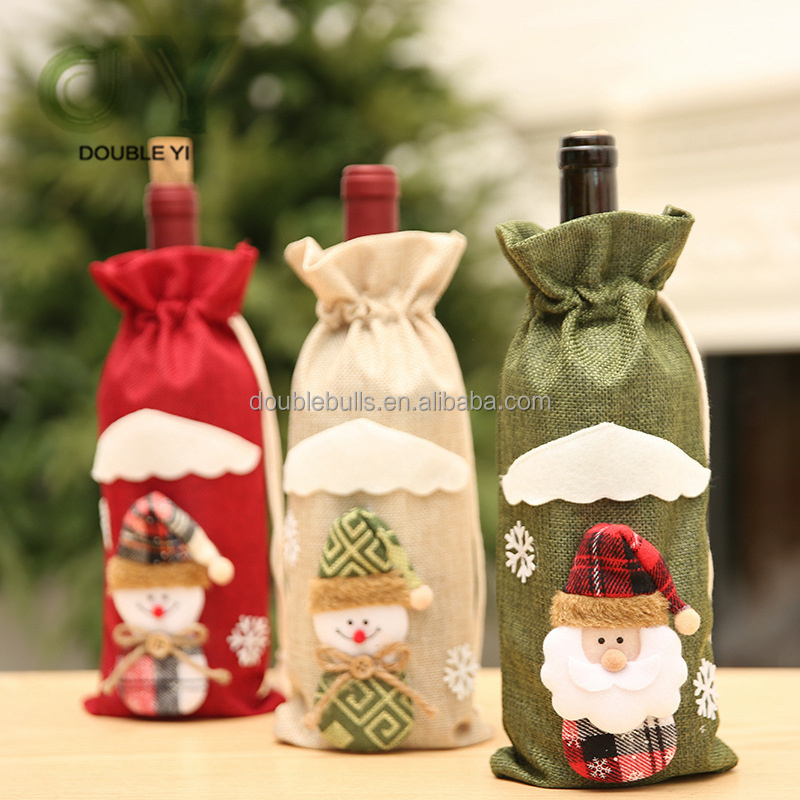 2021 Christmas new product red wine champagne wine bottle cover table decoration