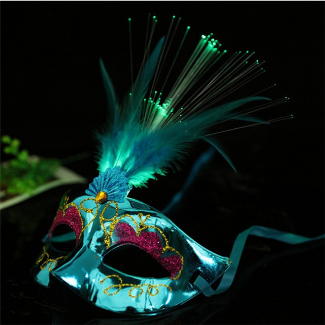 Feather LED Masks Venetian Halloween Mardi Gras Costumes Party Mask masquerade