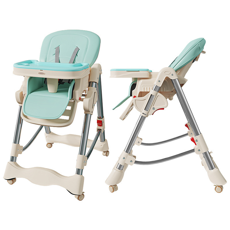 High Quality Multi Functional Plastic Metal Free Install High Chair Kids Dining Chair Leather Padded Seat