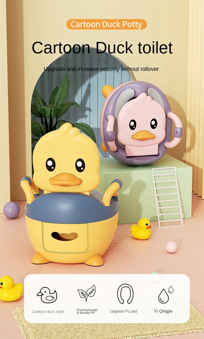 Portable Kids Cute Plastic Carton Duck Toilet For Baby Bathroom Toddler Child Potty Training