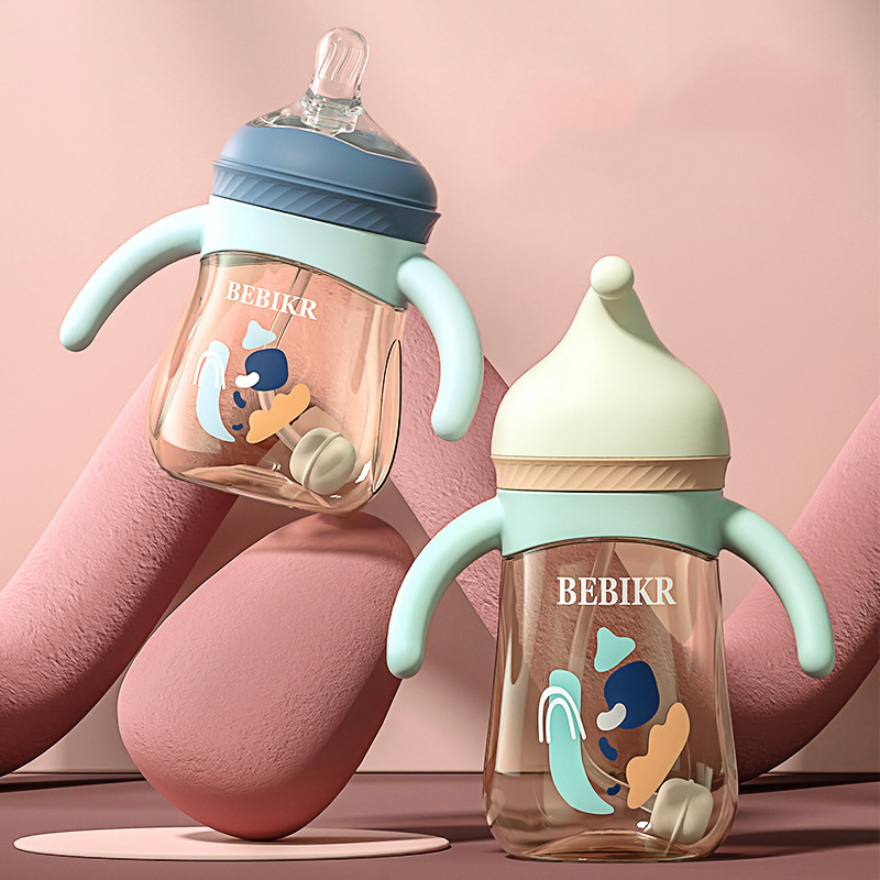 Hot Sell PPSU Feeding Bottle ECO-Friendly Feeding Bottle For Newborn Baby Cartoon Doctor Cap Design Feeding Bottle With Handle