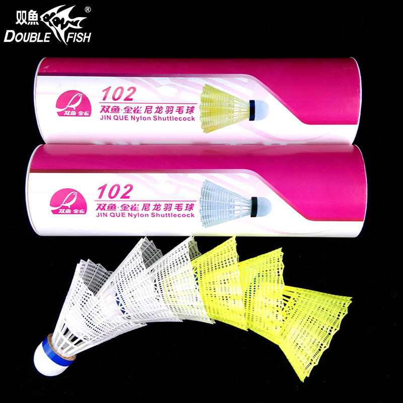 In Stock super durable stable flight white/yellow badminton nylon shuttlecock for racket