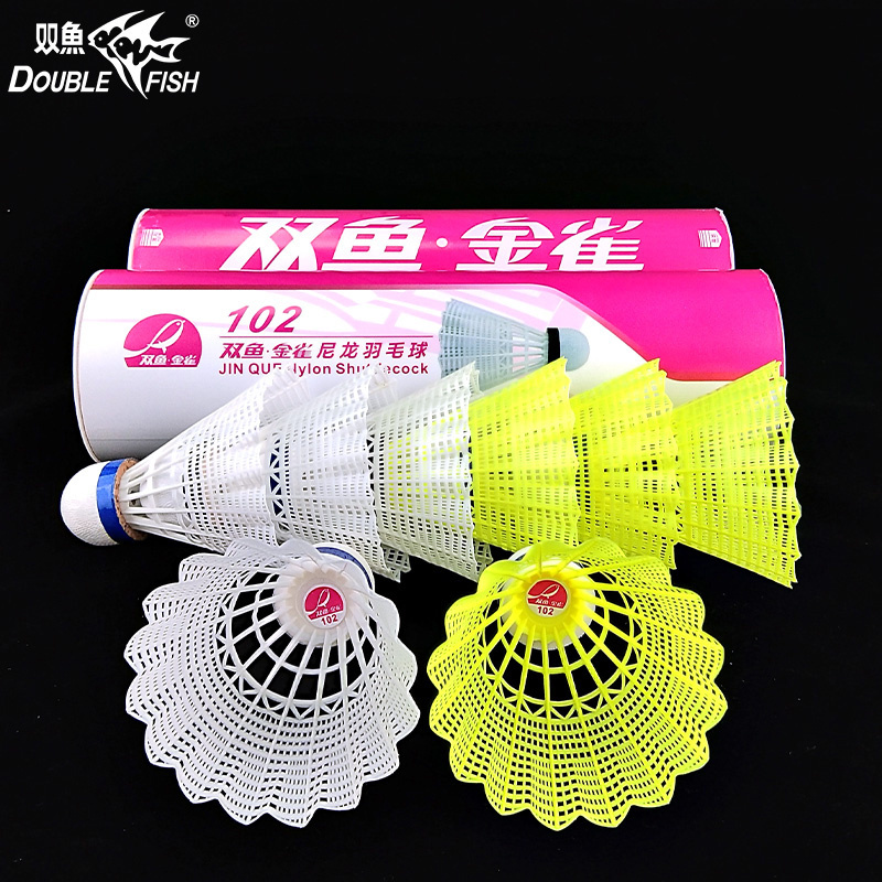 In Stock super durable stable flight white/yellow badminton nylon shuttlecock for racket