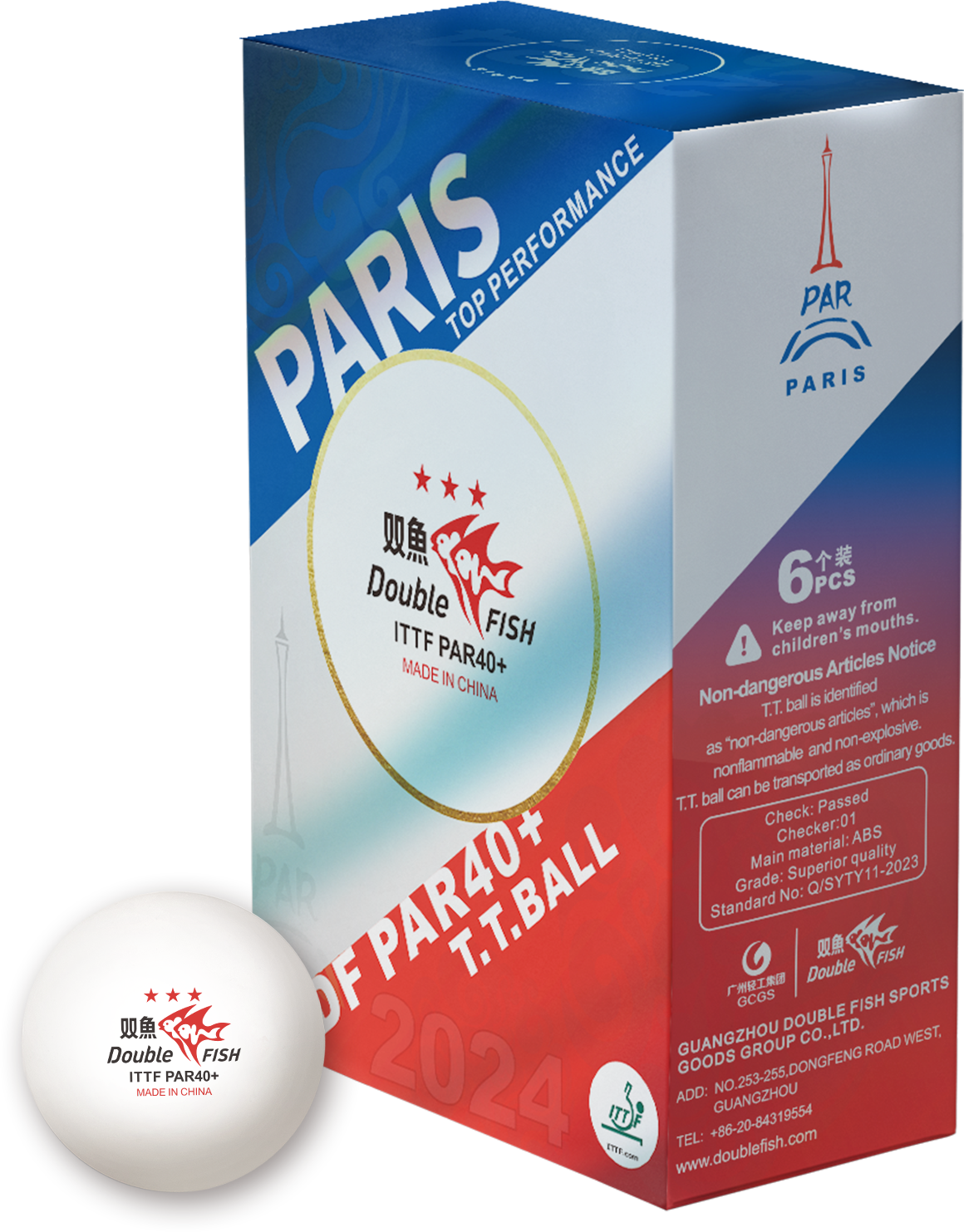 Paris Double Fish ABS Material 3 star  Ping Pong Balls 40mm V40+ Durable Table Tennis Balls with ITTF Approve