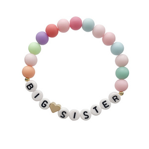 Wholesale Diy Colorful Acrylic Beaded Friendship Bracelet Cute Custom Fashion Initial Letter BFF Sister Bracelets Gifts