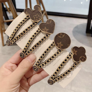 Girl Gold Snap Bobby Pins Cute Elastic Hair Tie Heart Hairpins Custom Luxury Mickey Hair Clips For Women