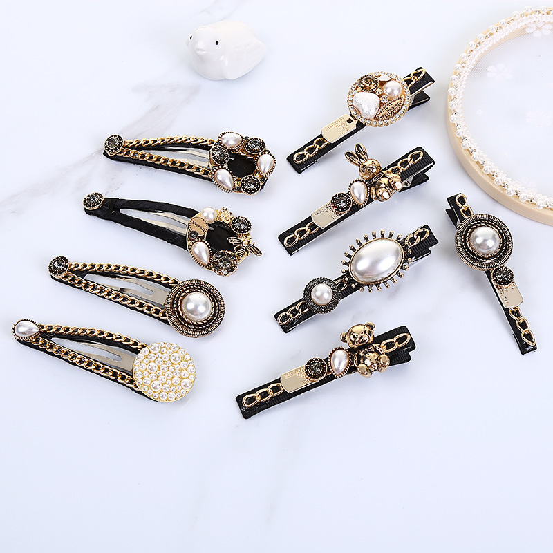 Girl Gold Snap Bobby Pins Cute Elastic Hair Tie Heart Hairpins Custom Luxury Mickey Hair Clips For Women