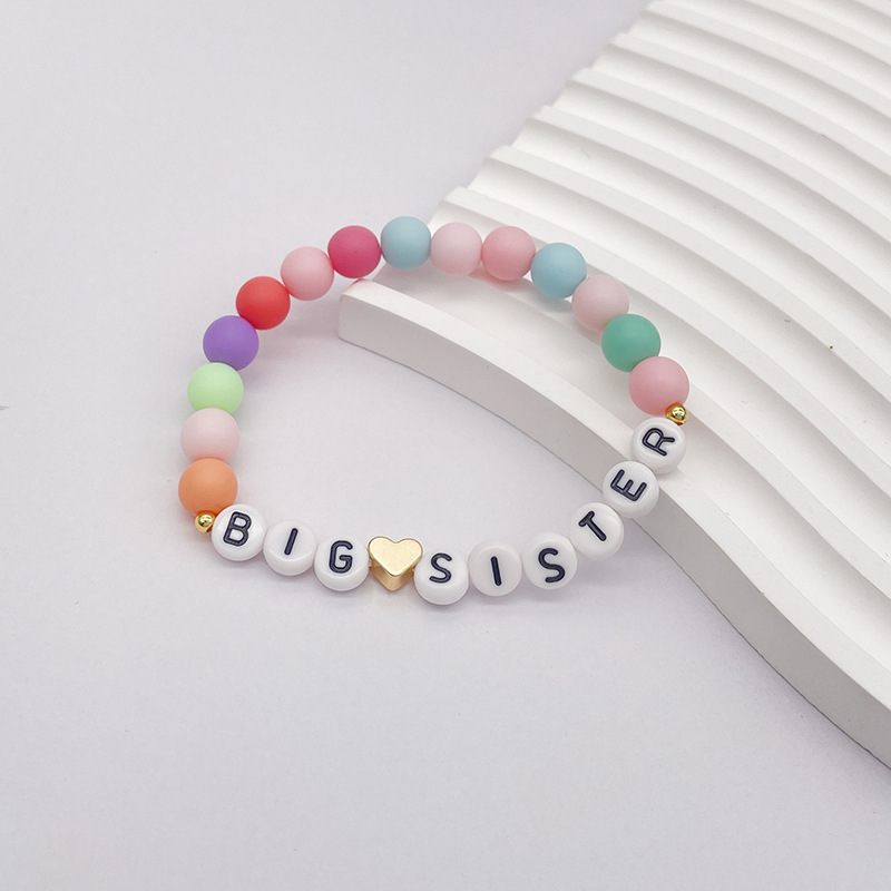 Wholesale Diy Colorful Acrylic Beaded Friendship Bracelet Cute Custom Fashion Initial Letter BFF Sister Bracelets Gifts