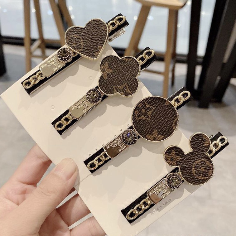 Girl Gold Snap Bobby Pins Cute Elastic Hair Tie Heart Hairpins Custom Luxury Mickey Hair Clips For Women