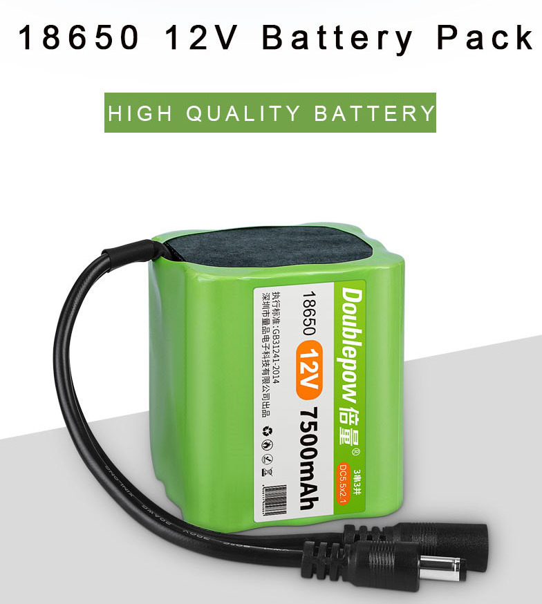 Customizable 12V 7500mAh 3S3P 18650 Deep Cycle Battery Pack Rechargeable DC Connector Power Tools Golf Consumer Electronics