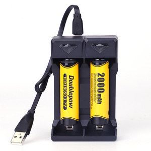 Doublepow UK21 Dual Slot Universal 3.7V Li-Ion Battery Charger New Electric USB Port Charger 1.5A Current 18650 Lithium 5W OTP