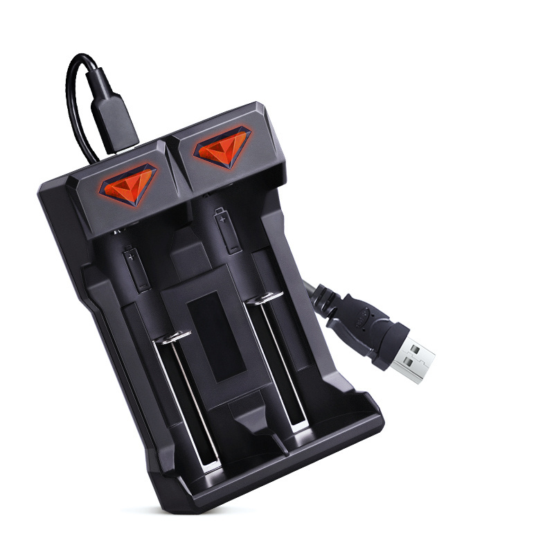 Doublepow UK21 Dual Slot Universal 3.7V Li-Ion Battery Charger New Electric USB Port Charger 1.5A Current 18650 Lithium 5W OTP