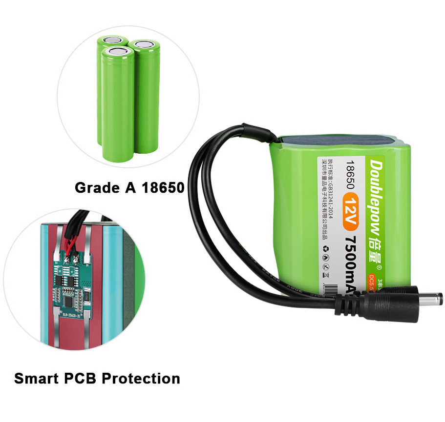 Customizable 12V 7500mAh 3S3P 18650 Deep Cycle Battery Pack Rechargeable DC Connector Power Tools Golf Consumer Electronics