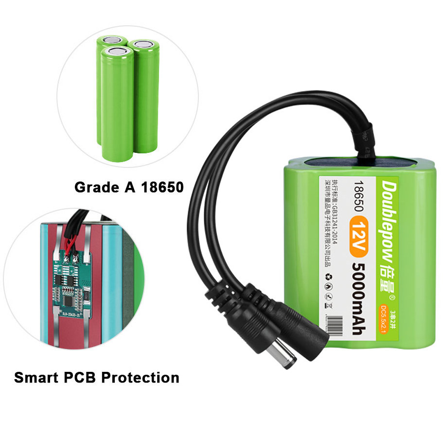 12v 5000mAh deep cycle rechargeable battery pack lithium ion 18650 12v battery