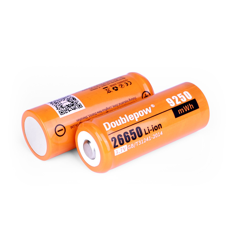 Doublepow Rechargeable lithium ion 3.7V 9250mWh cylindrical 26650 li ion rechargeable battery for flashlights