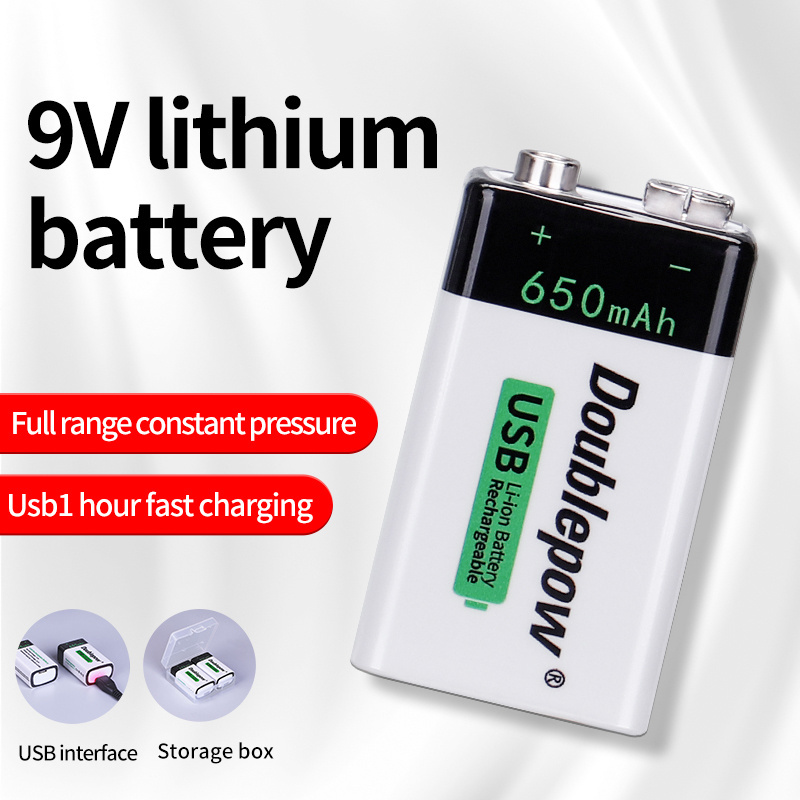 Bulk Size PP3 6LR61 006P 6F22 USB Rechargeable 9 volt 650mAh lithium ion li-ion Batteries