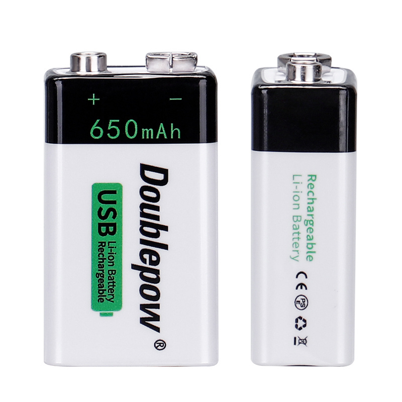 Bulk Size PP3 6LR61 006P 6F22 USB Rechargeable 9 volt 650mAh lithium ion li-ion Batteries